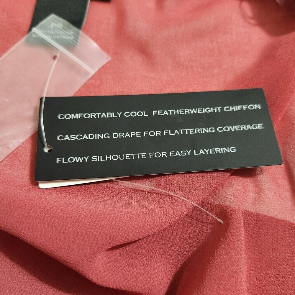 INVESTMENTS OPEN FRONT ROLL TAB SLEEVE CHIFFON TOP SIZE PETITES S EARTH RED ---7 - Picture 9 of 10